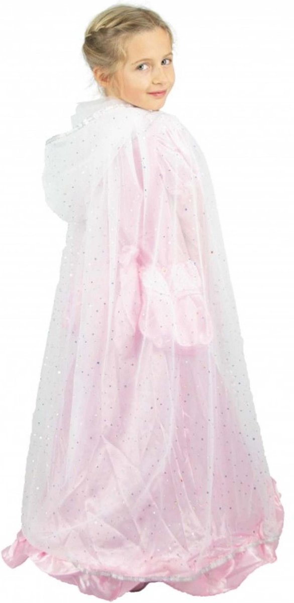 PARTYPRO - Zilverkleurige en witte prinses cape voor kinderen - Accessoires > Capes